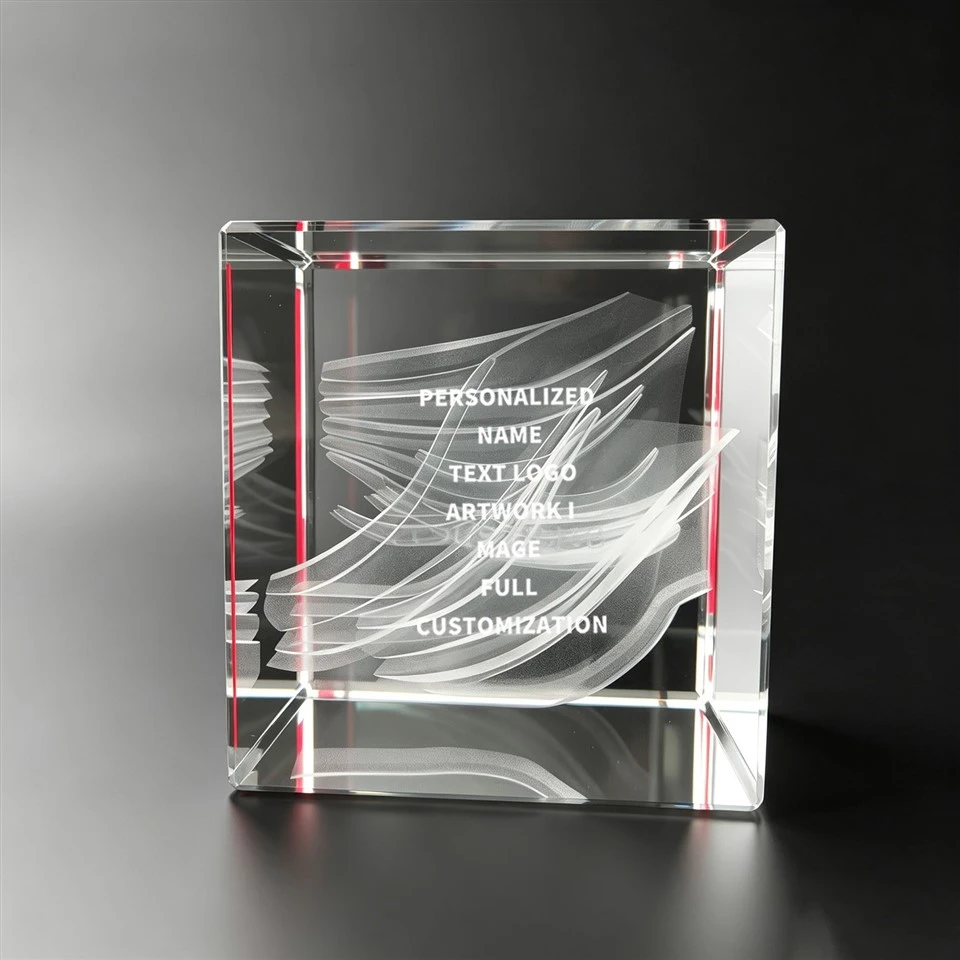 Red Trim Cube 3D Wing Crystal Block suppliers